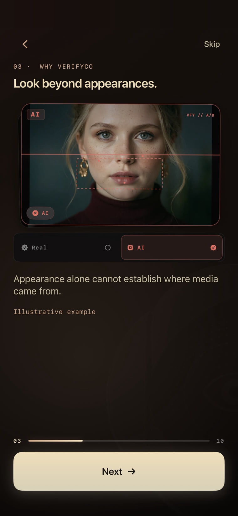 Real or AI comparison: appearance alone cannot establish where media came from